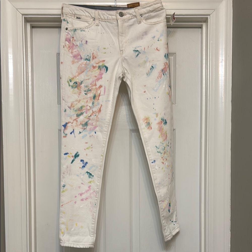 Girls White Paint-Splatter Jeans